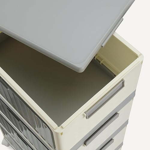 Miniatura 5 de Tienda Basics Contenedores de almacenamiento de 4 niveles con tapas, apilables y plegables, 23 cuartos de galón por nivel