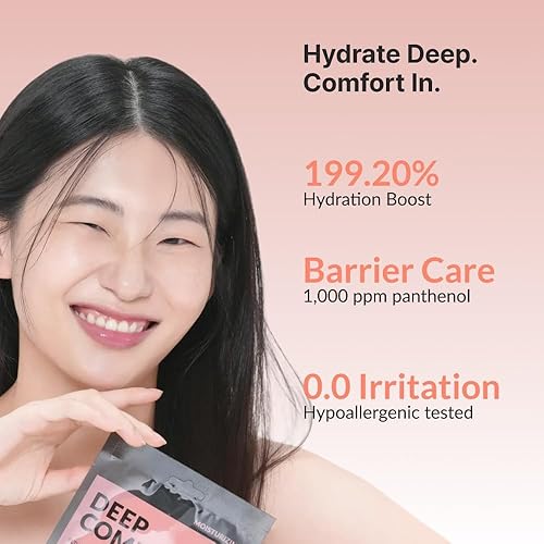 Miniatura 3 de Deep Comfort - Mascarilla facial en lámina, cuidado de barrera hidratante y calmante con savia de abedul, pantenol y cerámica vegana, cuidado de la