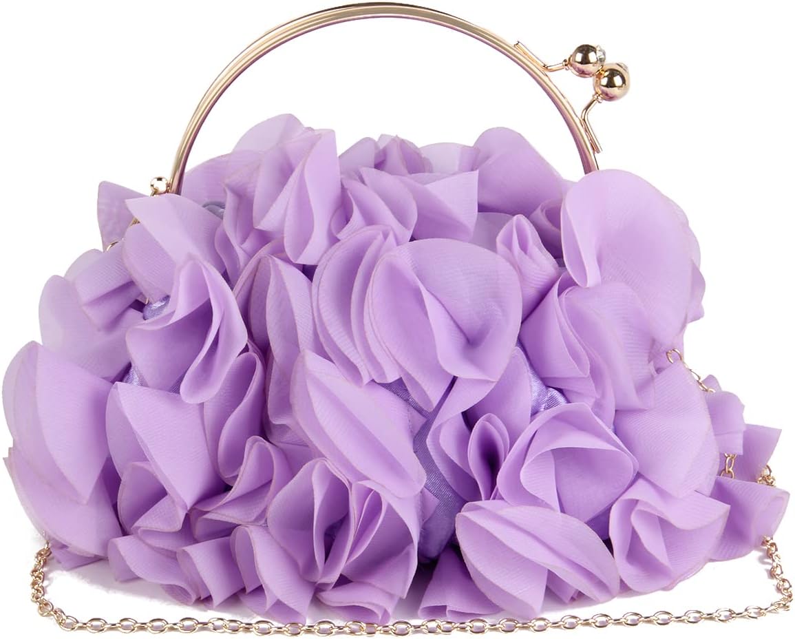 Lanpet Women Floral Clutch Purses Satin Flower Evening Bag Party Prom Handbags