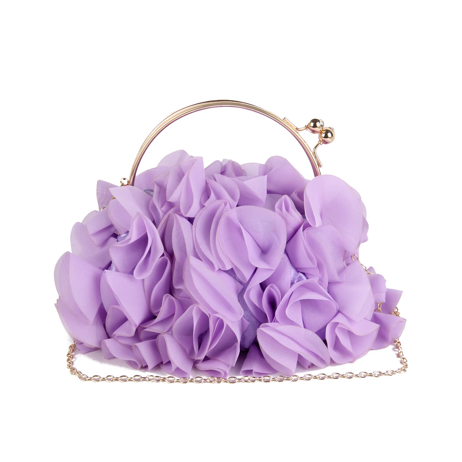 Pochette Floreale da Donna Borsa da Sera con Fiore in Raso Borsa da Ballo per Feste