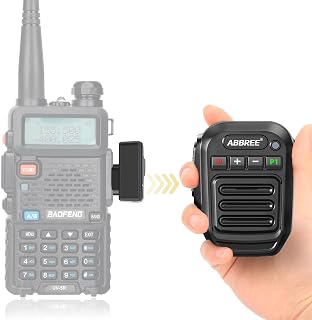 ABBREE Ham Radio Wireless Handheld Speaker Mic, 2 Pin Shoulder Microphone for Baofeng 5RM UV-5R,BF-F8HP PRO,AR-152,K5PLUS,GM-15Pro,UV-5G Plus UV-32 GM21 Walkie Talkie Accessories (Black)