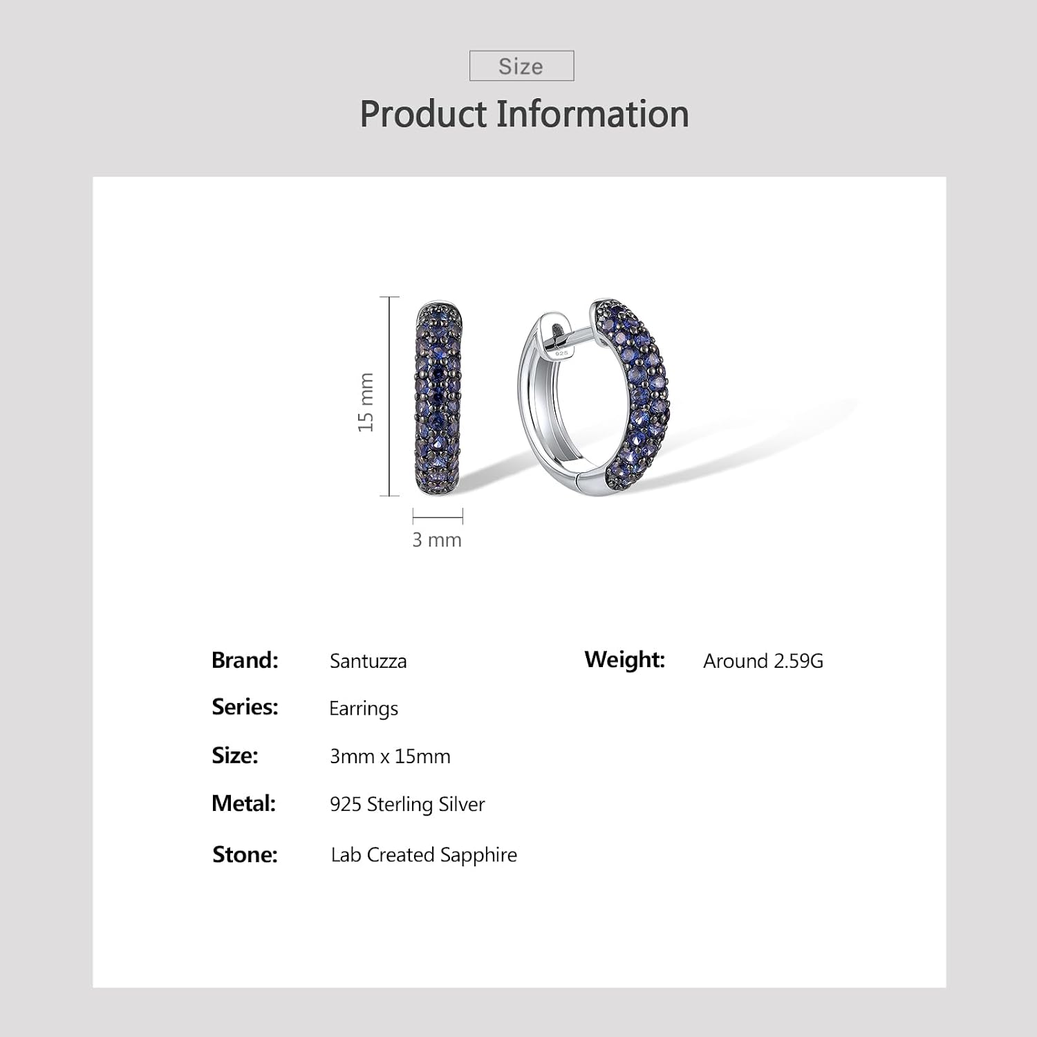 Santuzza 925 Sterling Silver Hoop Earrings Multi-row Cuff Earrings Huggie Stud for Women