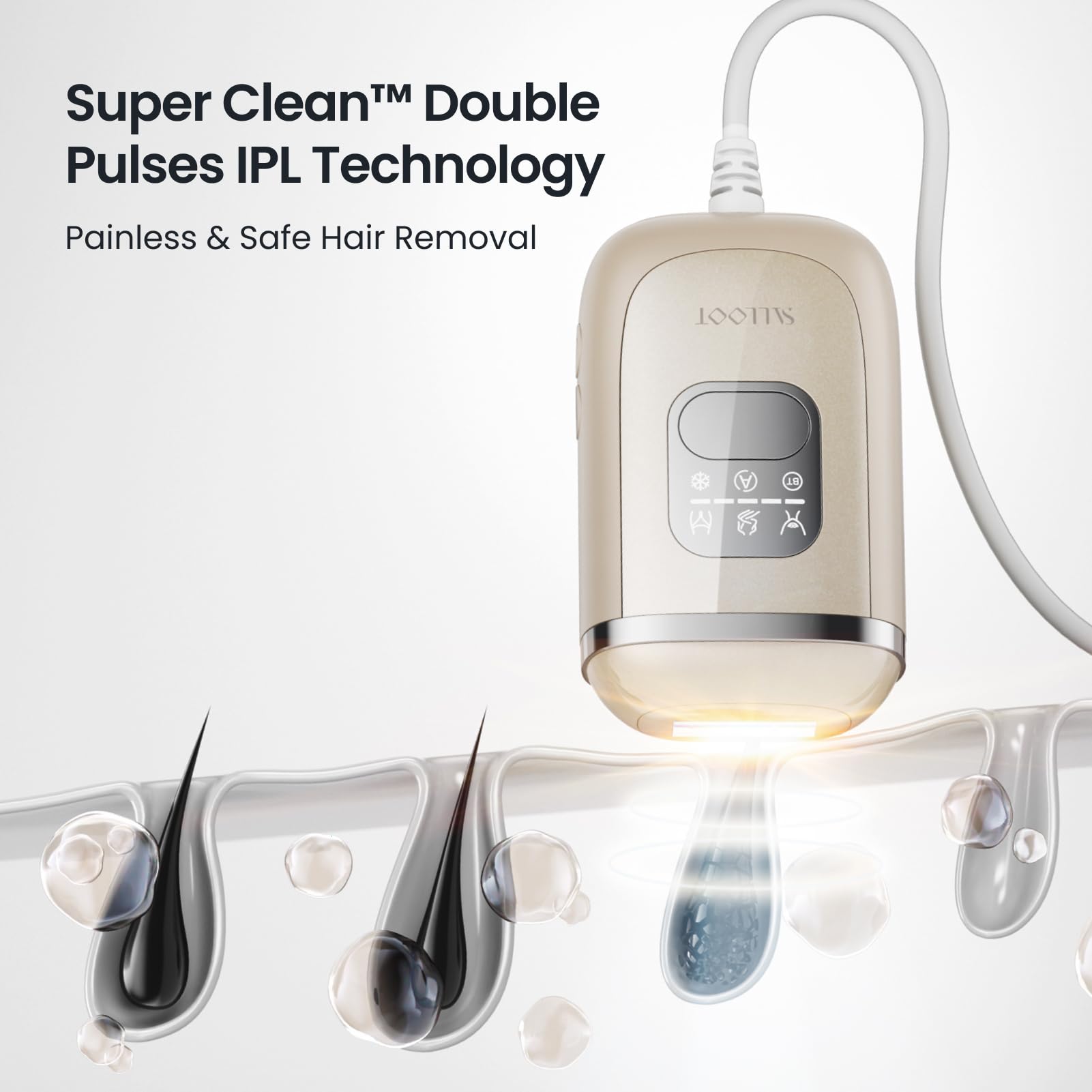 22J Epilatore Luce Pulsata con Doppio Impulso IGBT, 78W Epilatore laser Definitiva e Professional per peli ostinati,Epilatore laser con 4 °C Ghiaccio in Zaffiro per Donna Ascelle Bikini Corpo,Viaggio