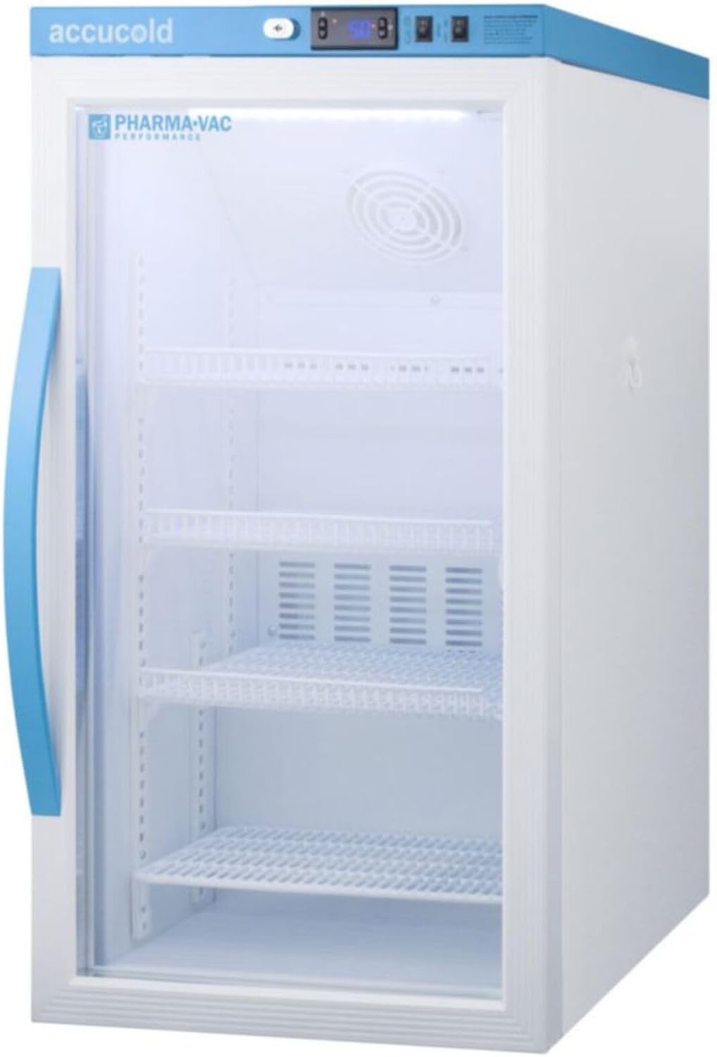 Summit Appliance ARG3PV Pharma-Vac Performance Series 3 Cu.Ft. Counter Height Commercial Vaccine All-Refrigerator with Glass Door, Automatic Defrost, Digital Thermostat and White Cabinet