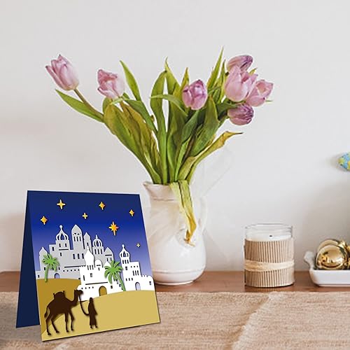 Miniatura 2 de GLOBLELAND Plantilla de troqueles de corte de ciudad de Belén para hacer tarjetas, álbumes de recortes, plantilla de troquelado de acero al carbono,