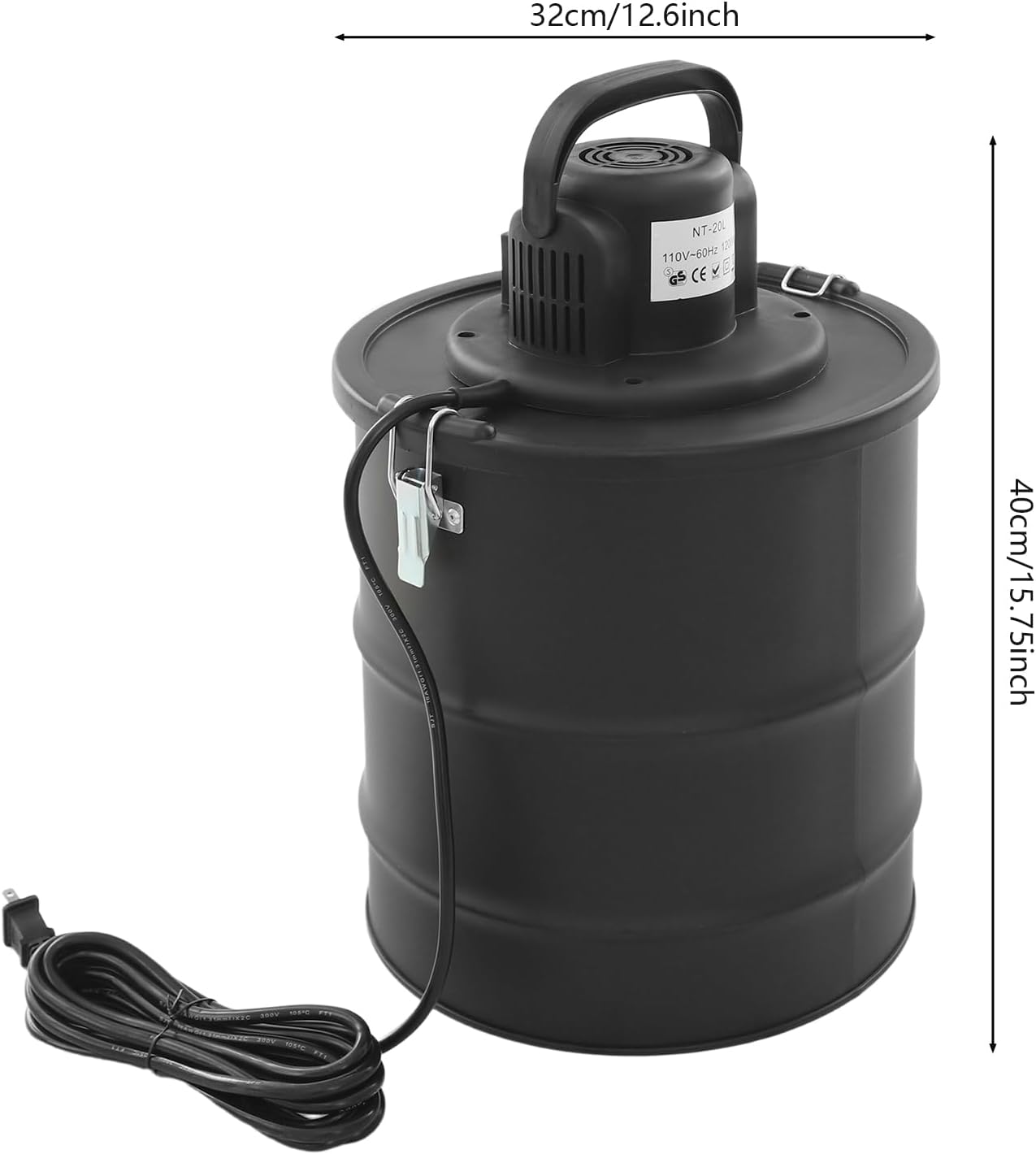 Dust Vacuum Cleaner For Fireplaces, Wood Stoves And Pellet Stoves, 18Kpa Suction, 5.28 Gallon Capacity, Dual Filtration (Meltblown Filter And Washable Dust Bag) For Safe Pickup Of Cooling Dust