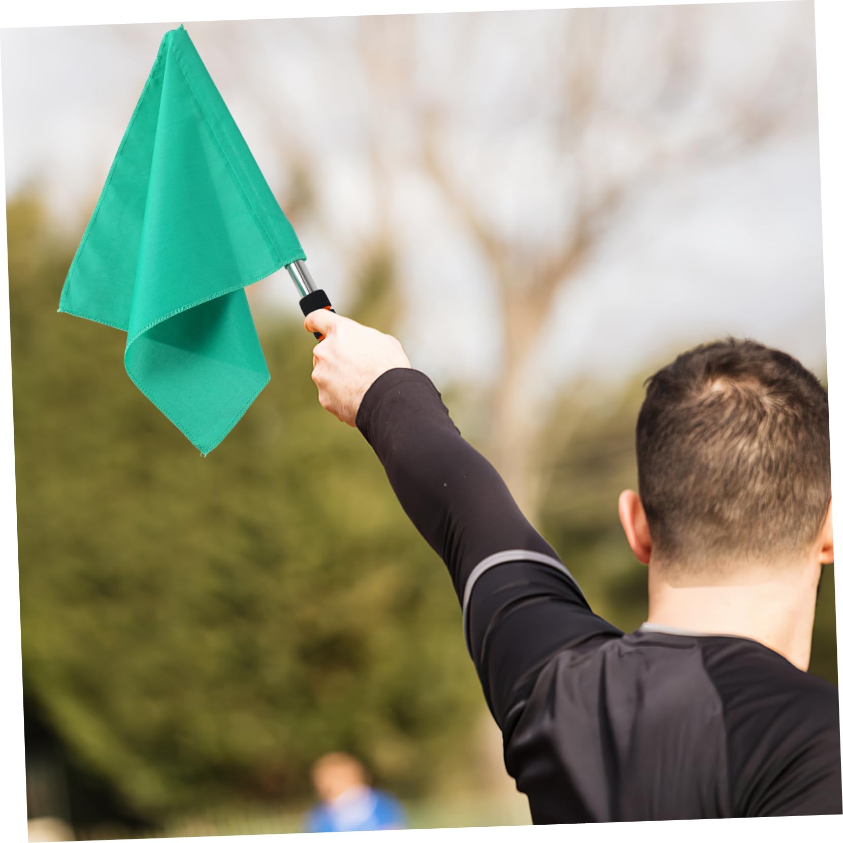 Anneome 4pcs Bandera de árbitro Acero Inoxidable Banderas De Señalización Amarillo Rojo Verde Blanco para Partidos Deportivos Bandera De Comando Ligeramente Diseñado con Mástil Acero Inoxidable