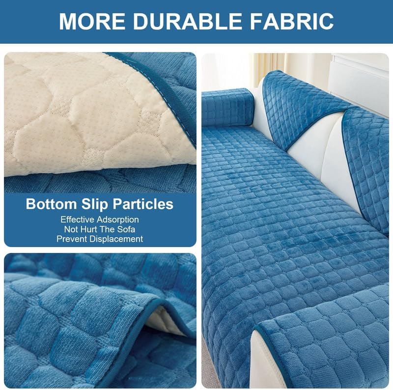 Miniatura 2 de TOPCHANCES Funda de sofá modular, antideslizante, gruesa, de terciopelo, de felpa, para sofá y respaldo, para sala de estar, mascotas, niños,