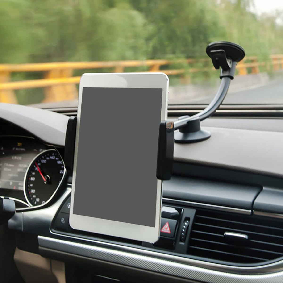 Healeved Supporto per Telefono Auto Ventosa Nero, Braccio in Silicone Antiscivolo, Previene Vibrazioni, per Smartphone e Tablet in Auto
