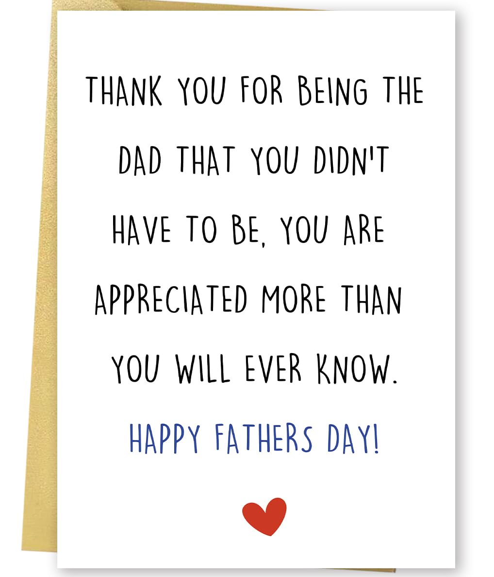 Huameigf Simple Step Fathers Day Card Gift for Dad, Funny Stepdad Gifts from Stepdaughter Stepson, Humorous Card for Stepfather, Thank You