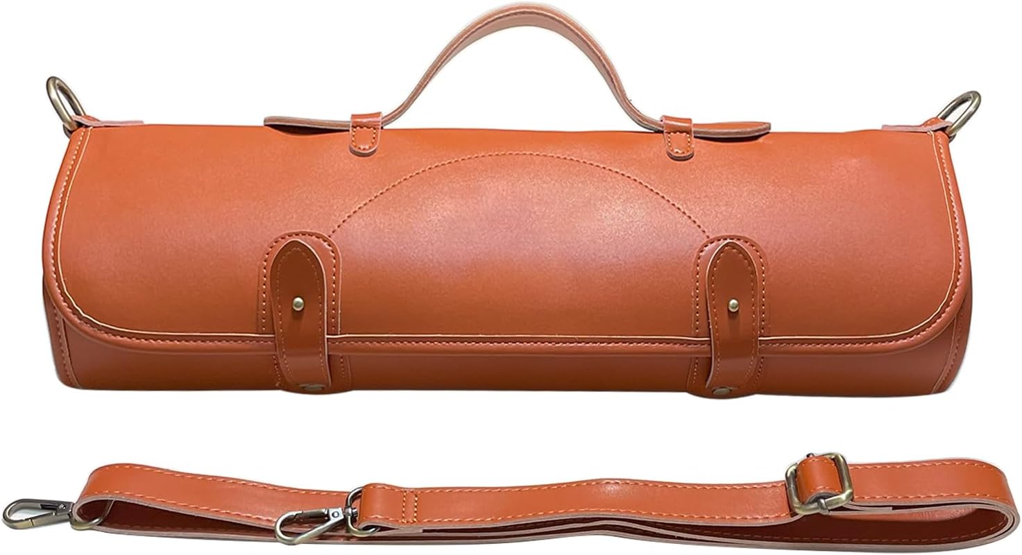 Begin Anywhere Premium Knife Roll Bag Convenient Storage and Protection for Your Chef Knives - Full Body Leather Made Ideal Knife Bag for Chefs, 10 Knife Slots and 1 Zipper Pocket