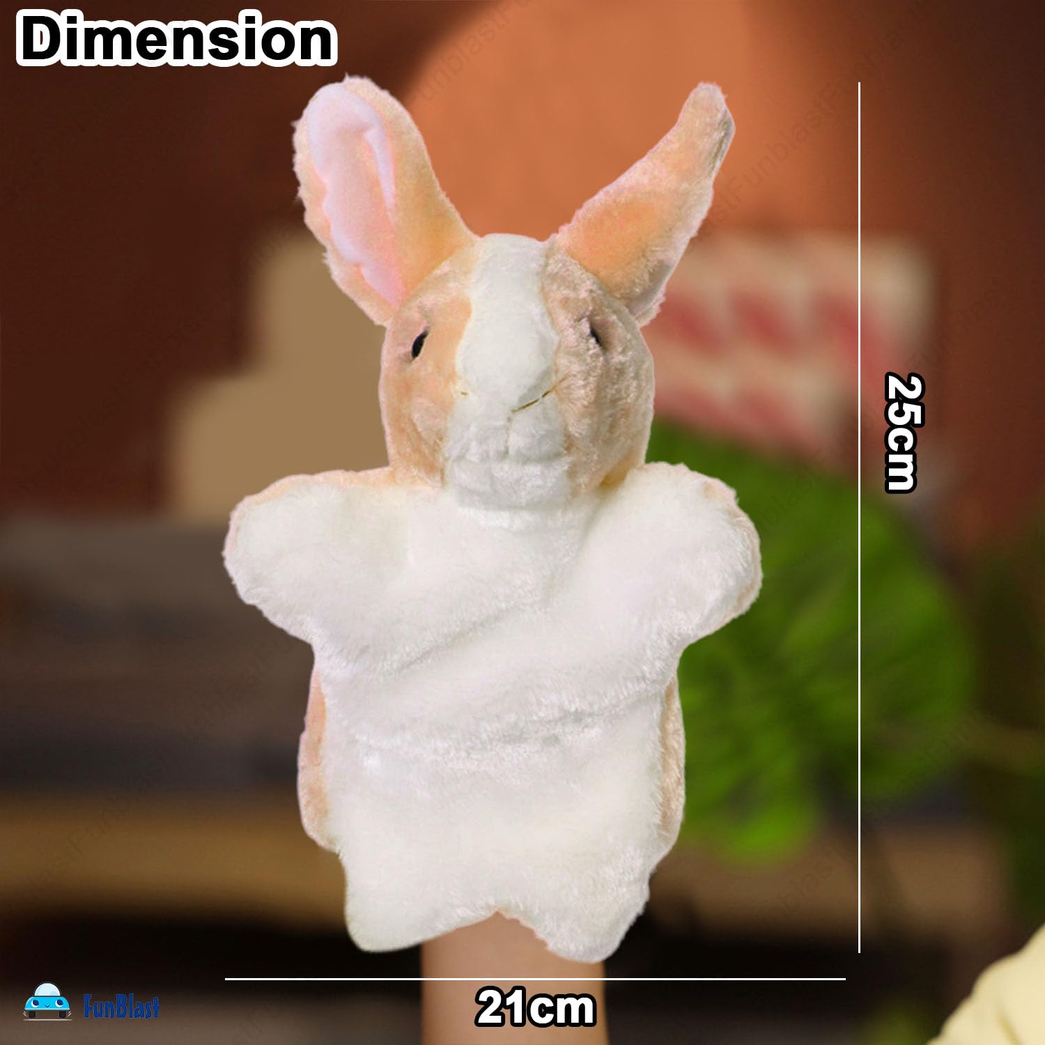 FunBlast Bunny Hand Puppet for Kids – Soft & Cute Pink Animal Puppet Toy for Storytelling, Fun Learning, Pretend Play, Role Play & Educational Activities for Children (Light Brown) 1