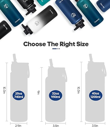 Miniatura 7 de Botellas de agua aisladas de 32 onzas  25 onzas con 2 tapas a prueba de fugas (tapa de boquilla y tapa de pajilla), botella de agua deportiva de