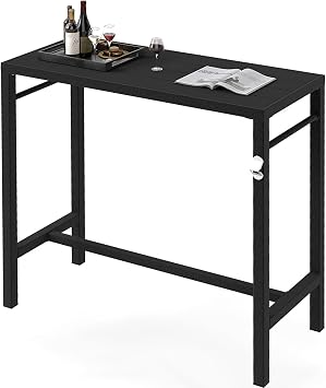 MURAGO 39*39*17 Outdoor Bar Table Extra Wide,Tall Bar Height Outdoor Pub Table, Ideal for Patio, Hot Tub, Dining, Balcony, Poolside, Weatherproof Composite Top, Rustproof, Built In Bottle Opener,Black