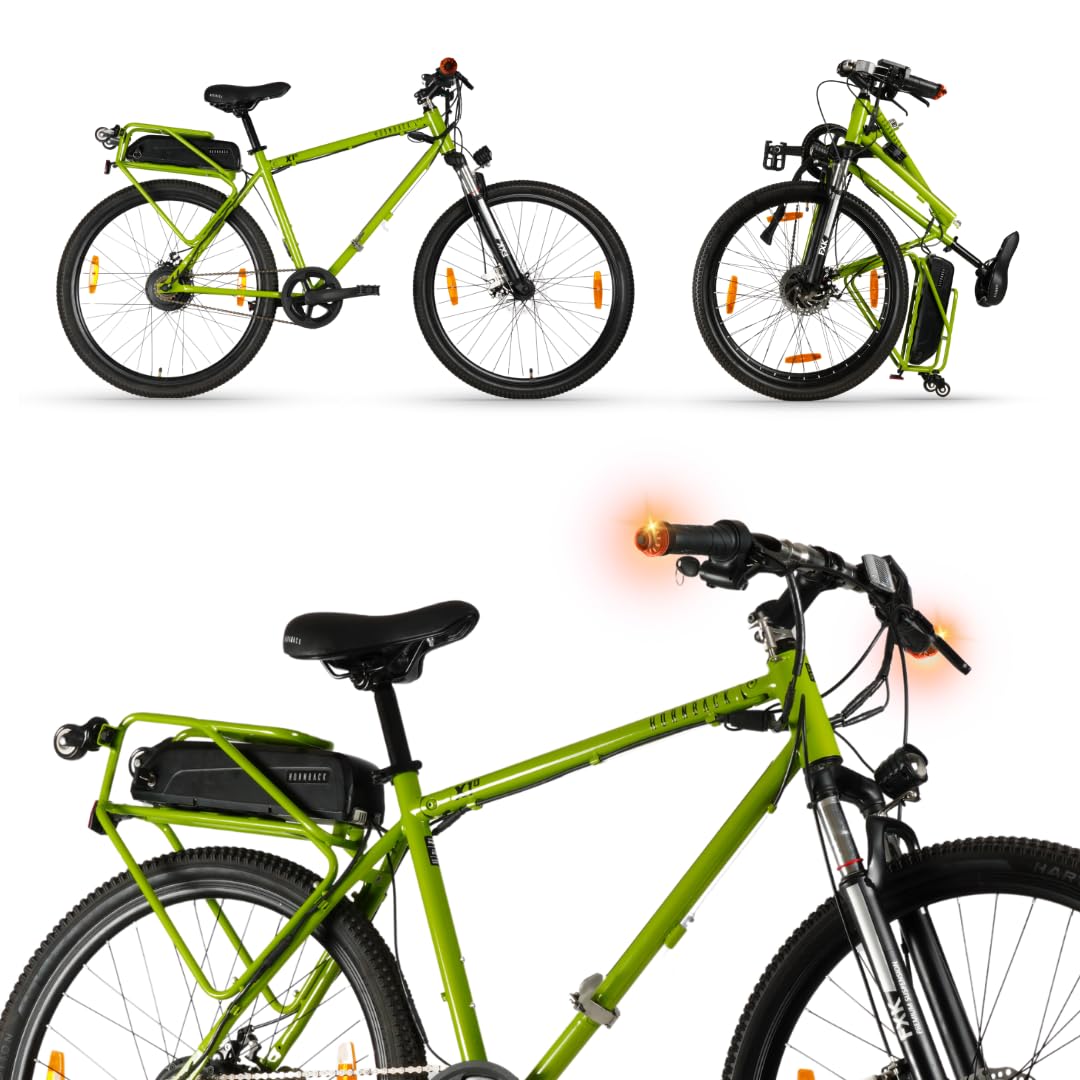 HORNBACK X1s V2 Electric Cycle 27.5 Inch | 75 km Pedal Assist | 13 Ah Battery | Single Speed | Front Suspension | LCD Display | Delivered 98% Assembled | Men & Women | Radioactive Green-image-40