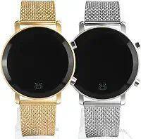Kit 2 Relógios Digitais Originais Femininos Medios Social Moda Casual Luxo Dourado e Prata - Presente para Ela