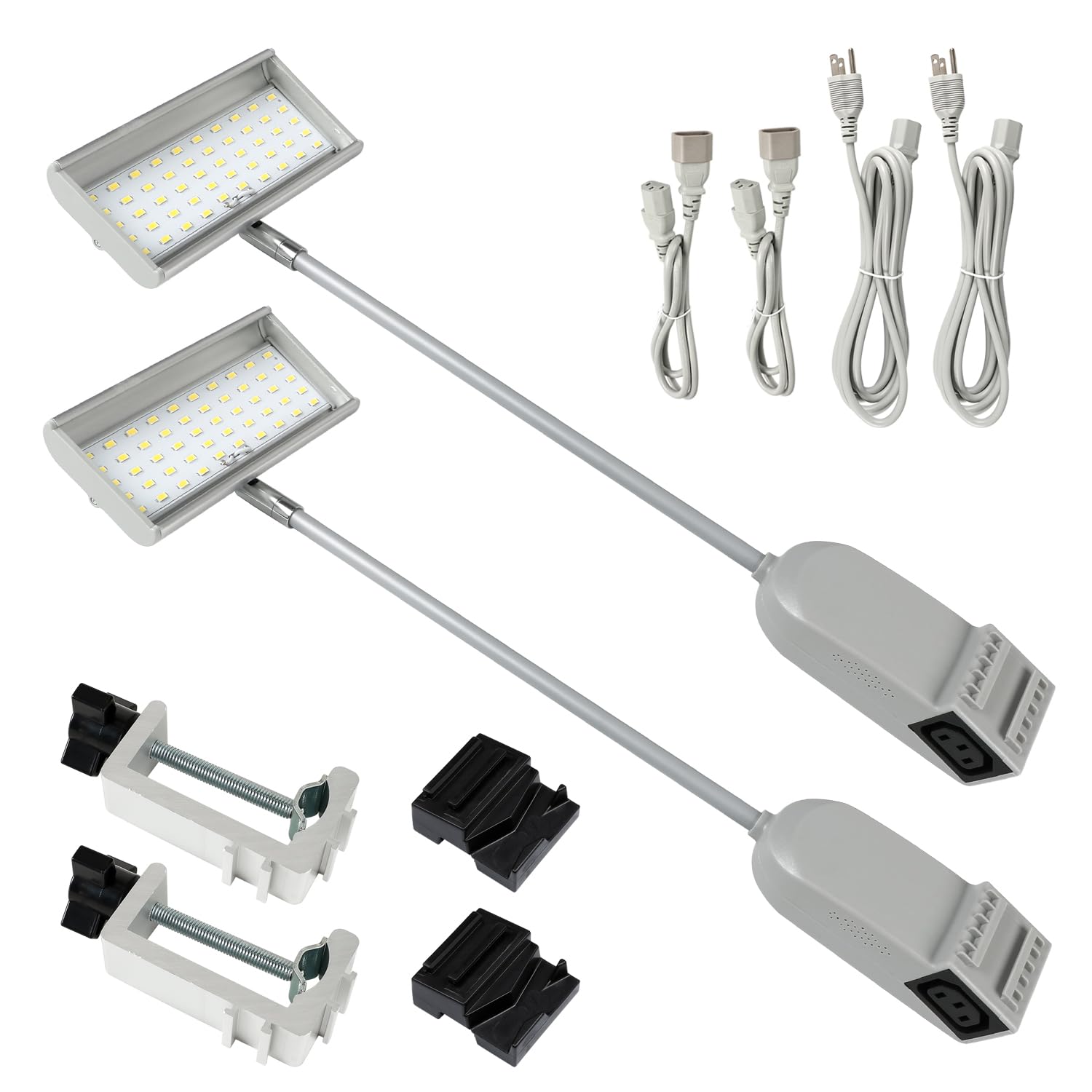 SUNLITOPTOTrade Show Lights LED Display and Wall Washer Exhibit Arm Lighting, POP UP Connectable Lights Included Clamps, Mounting Brackets, Power Cables, Connect Cables (2pcs Grey)
