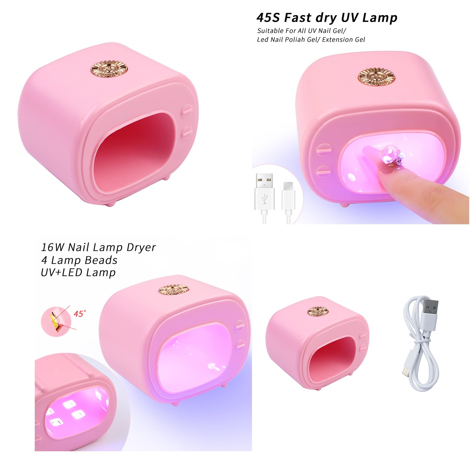 HapGlan Fashionable 16W Light for Nails Fast Curing Gel Polish Device for Women and Girls