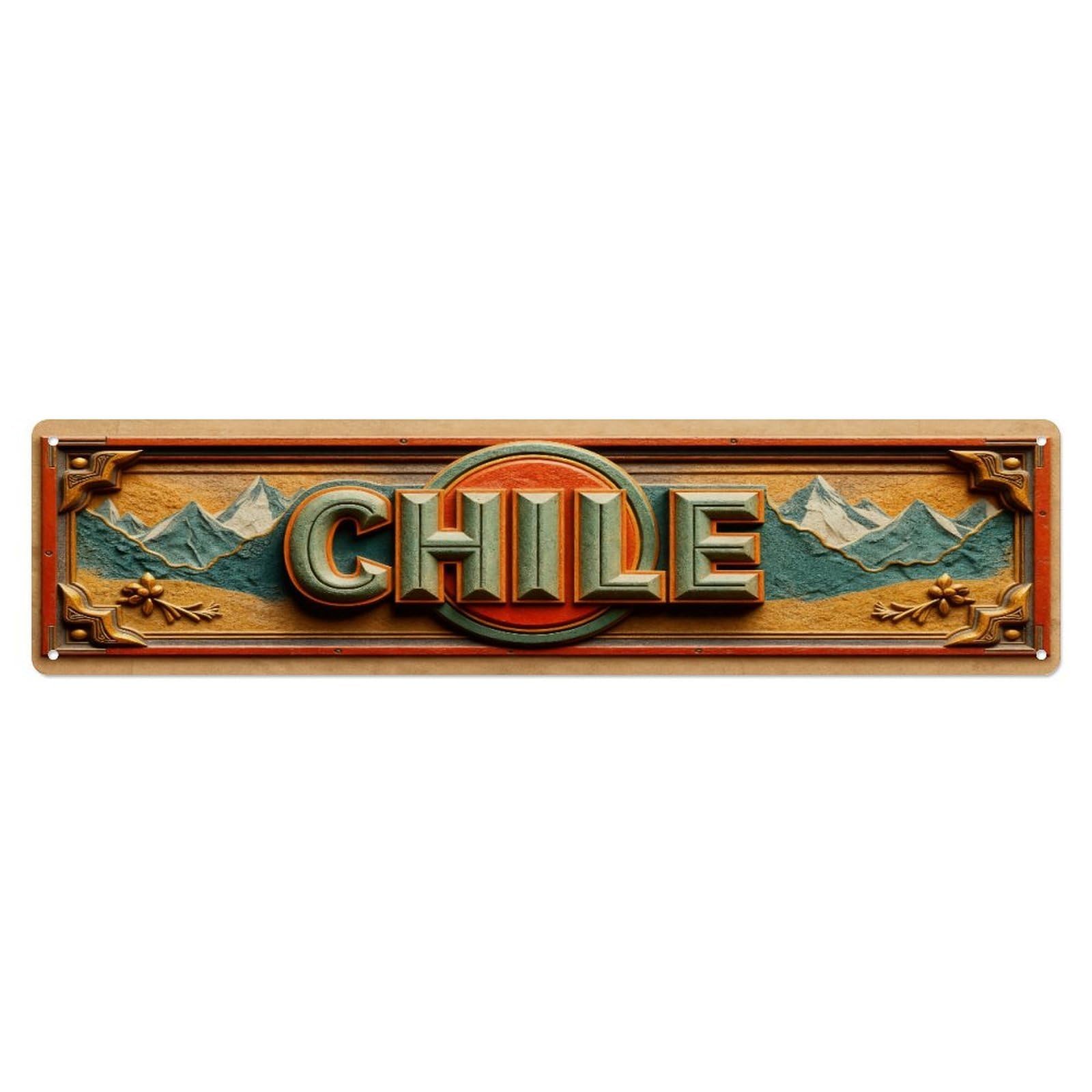 Chile Mountain Landscape Sign Art Metal Tin Sign Plaque