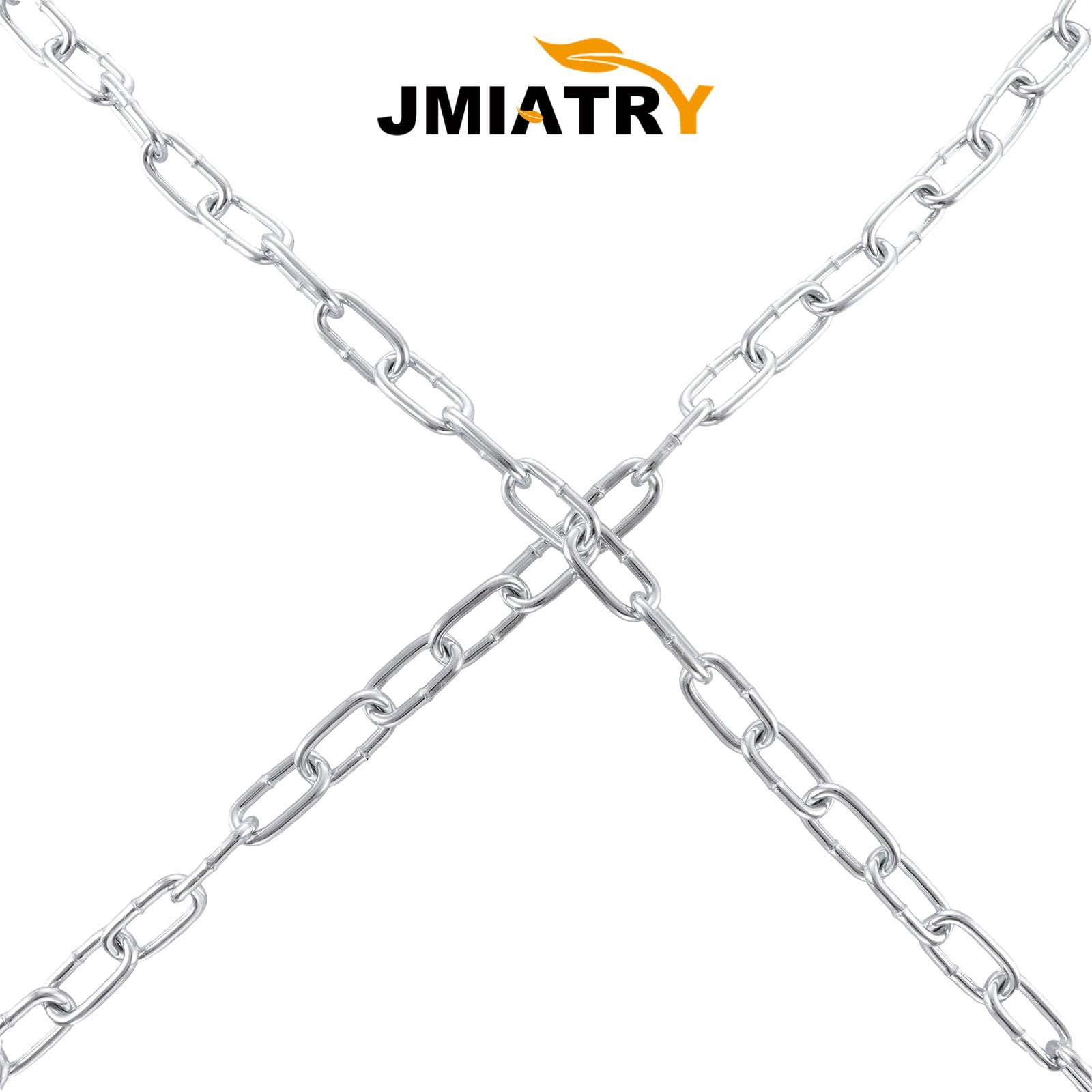 JMIATRY Cadena de acero inoxidable 304 de 15 metros de longitud, eslabones de cadena resistentes de 4 mm, cadenas de eslabones soldados de acero galvanizado para puerta de valla, puertas de garaje