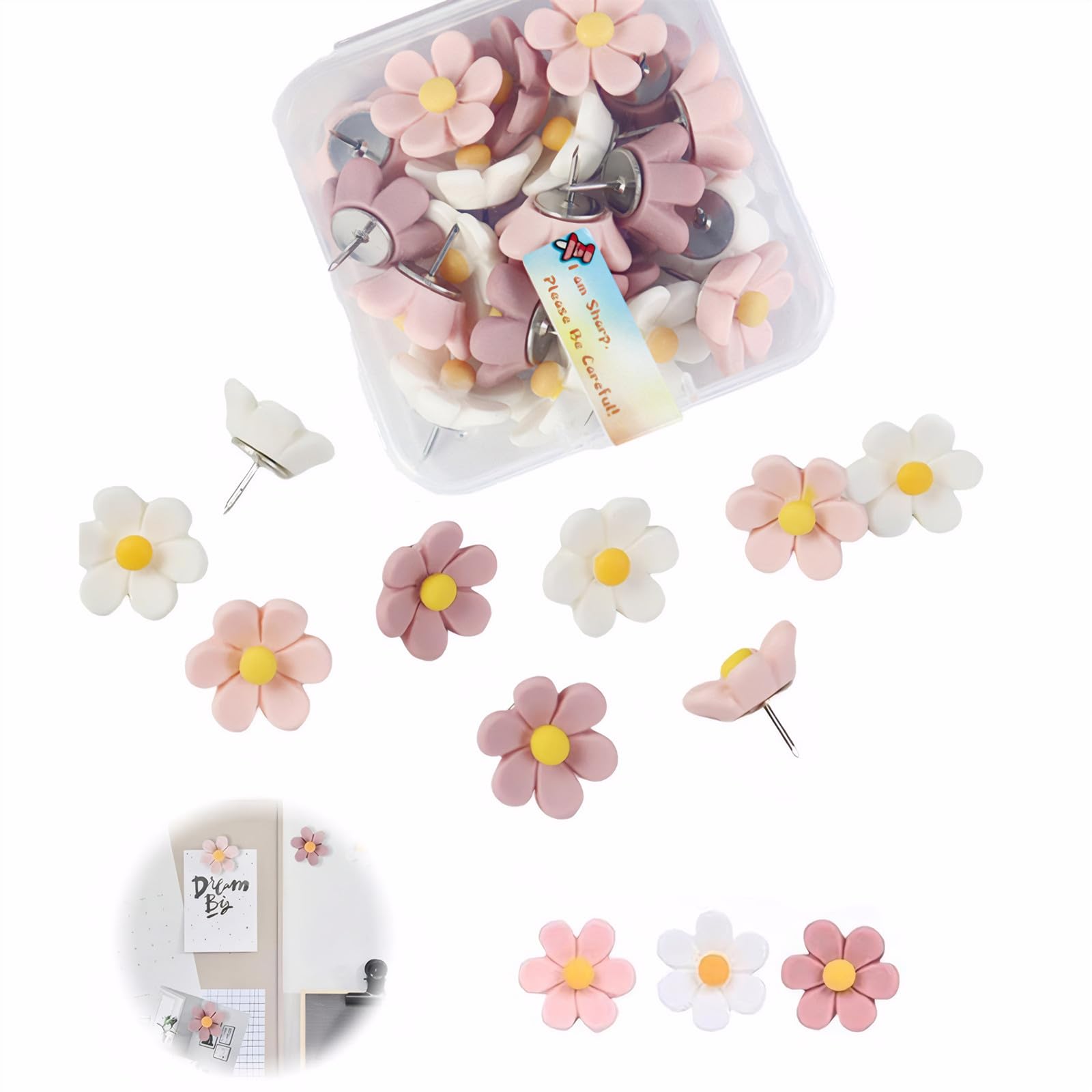 20Pcs Sunflower Thumbtacks Push Pins, Cute Resin Decorative Tacks And - View #13