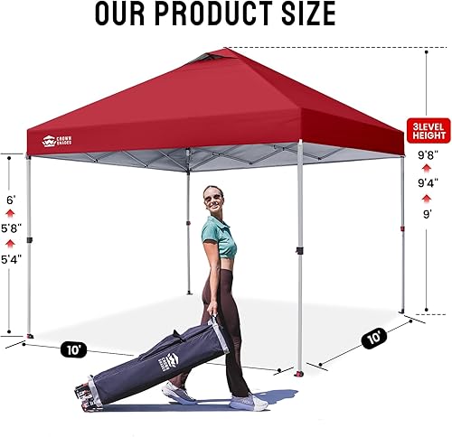 Miniatura 6 de CROWN SHADES Toldo desplegable de 10 x 10 pies – Tienda de campaña de playa con un solo empuje – Parasol al aire libre fácil para eventos, fiestas
