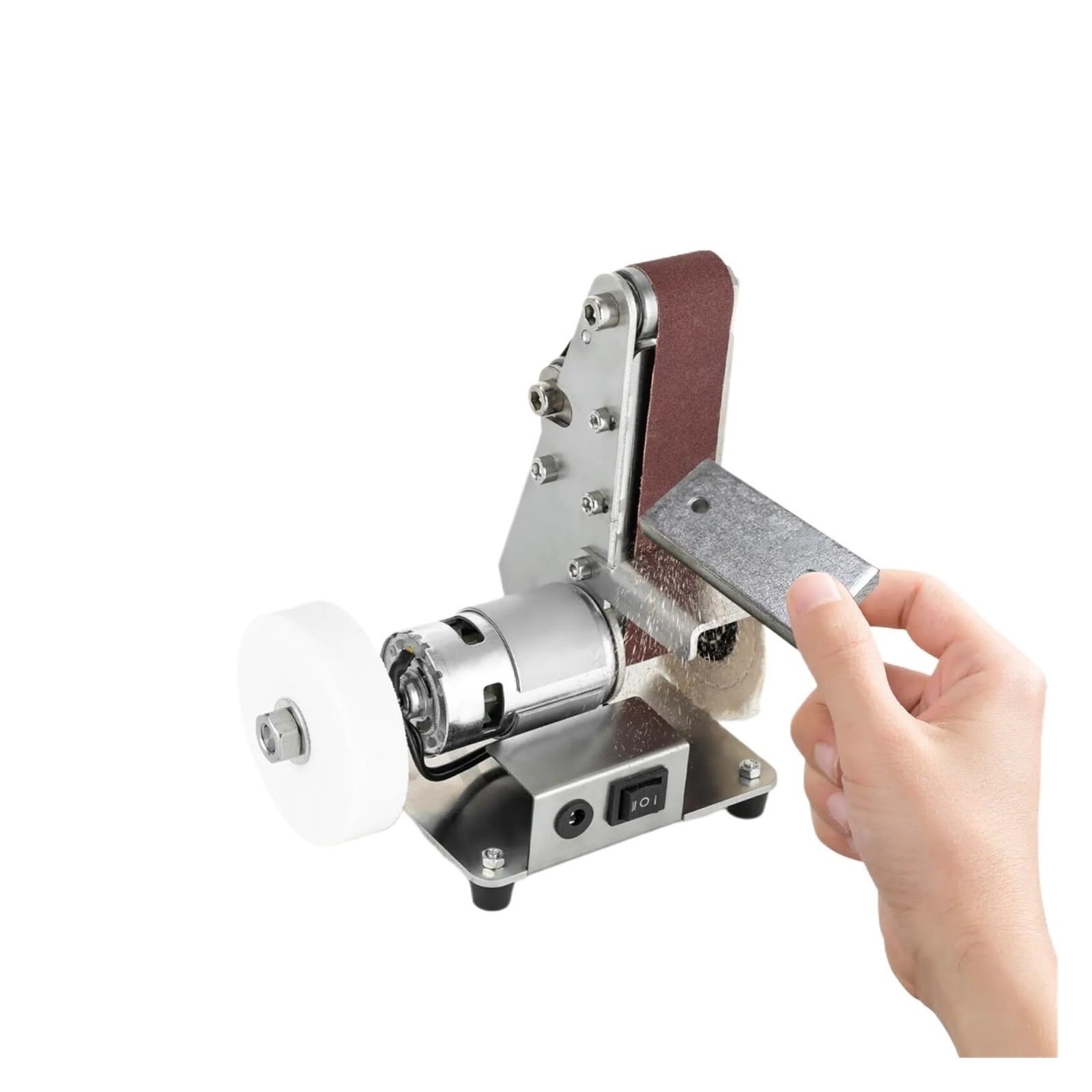 Csdasw Silver Mini Electric Grinder Belt Machine Belt Grinder Polishing Machine Grinding Jewellery Diy