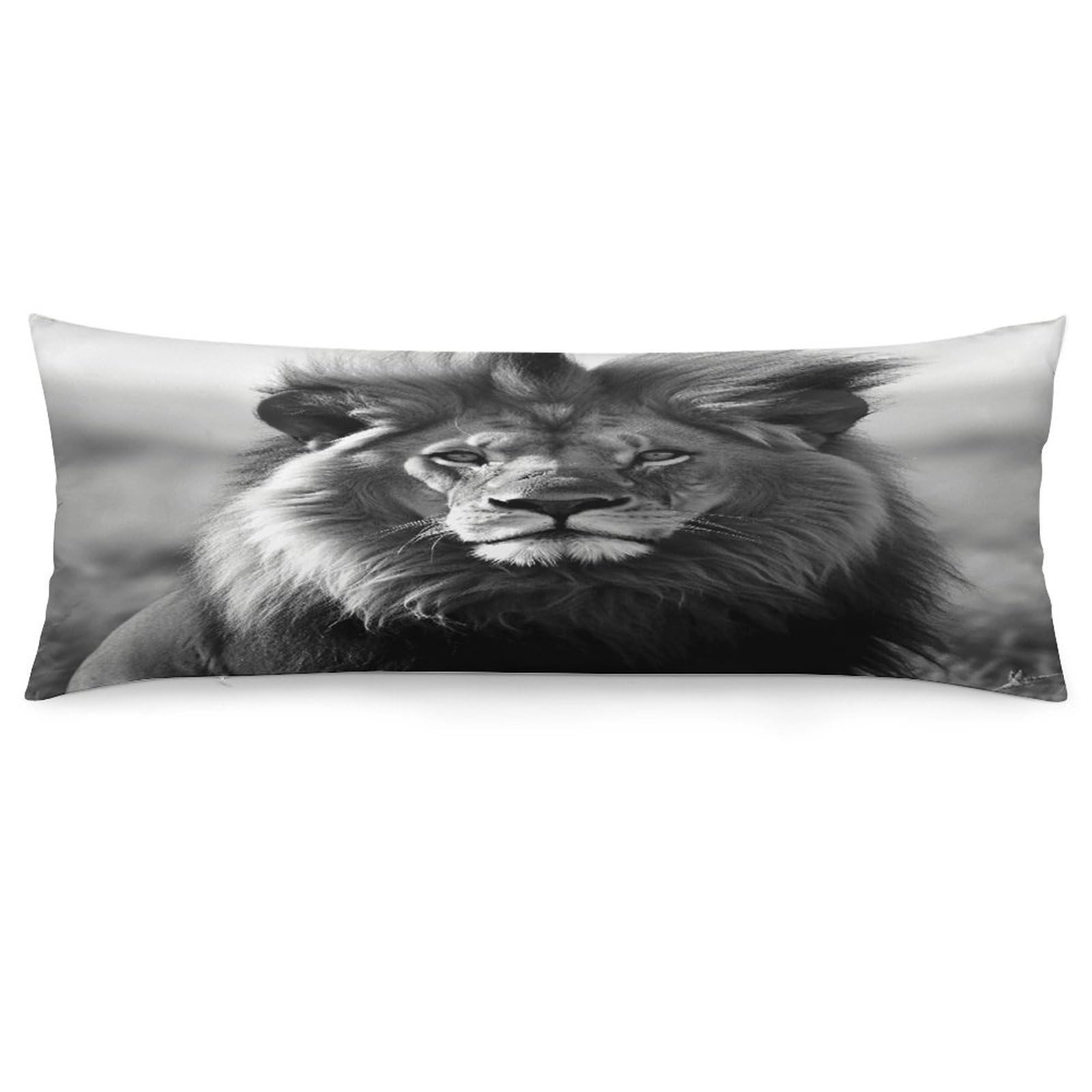 African Lion Black and White Throw Pillow Cover Soft Pillow Case Decorative Lumbar Pillow Cover Cozy Throw Pillowcase Polyester Rectangular Cushion Case Decor for Couch Sofa Bed