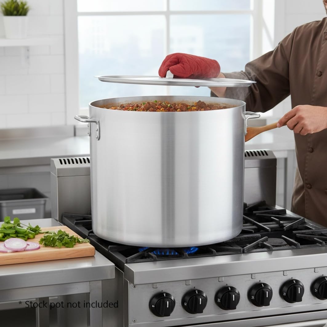 TrueCraftware- 140 qt. Aluminum Stock Pot Lid 24-7/8" x 1-1/4" 1.8mm Thickness- Multipurpose Pot Cover Cookware for Pasta Soup Pot Large Stockpot Lid Stew Simmering Pots Dishwasher Safe