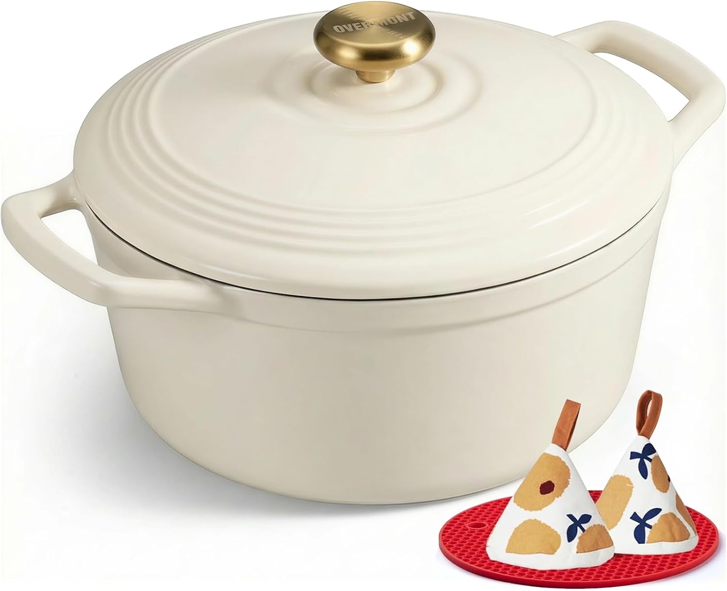 Overmont Cream White Enameled Dutch Oven