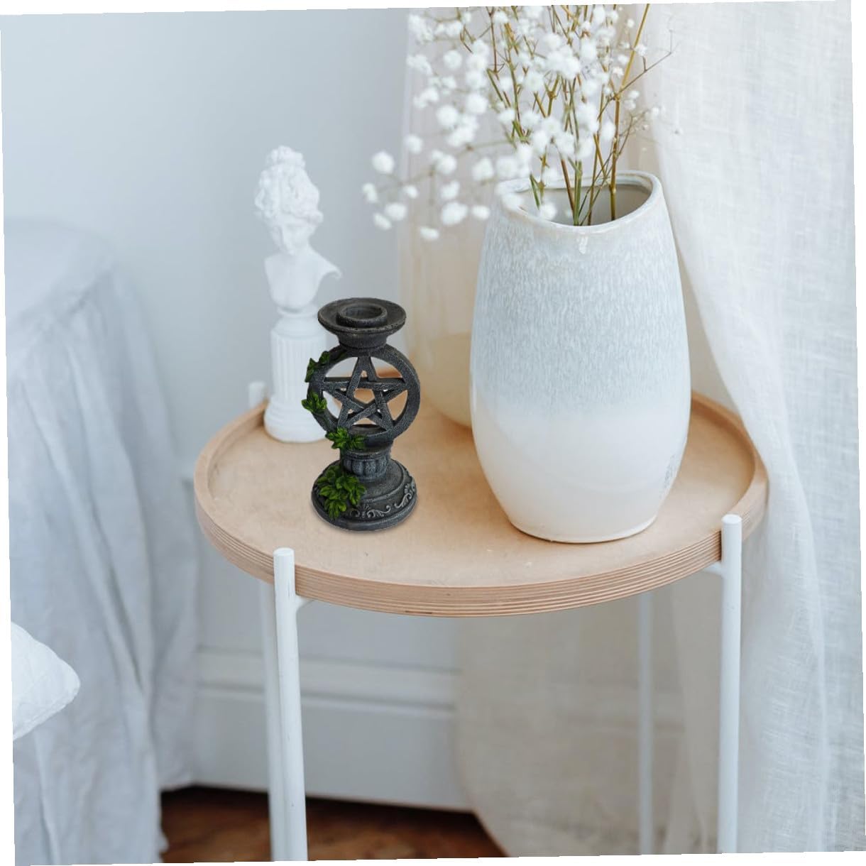 FOMIYES Vintage Style Pentagram Candle Holder Set, 2pcs Resin Retro Candlesticks for Home Décor and Photography Props, Desktop Candle Stand for Living Room and Party Use