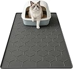 Garoopion Silicone Cat Litter Mat 86x56cm, Easy to Clean, Black | Waterproof Litter Box Mat with Raised Edges Keeps Litter Contained, Protects Floor from Urine, Multi-Use