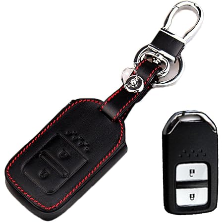 Amazon 適用 ホンダ ヴェゼル フィット ジェイド S660 シャトル Cr Z シビック Typer 高級 スマート キーケース キーホルダー 黒 赤ステッチc キーケース キーホルダー 車 バイク