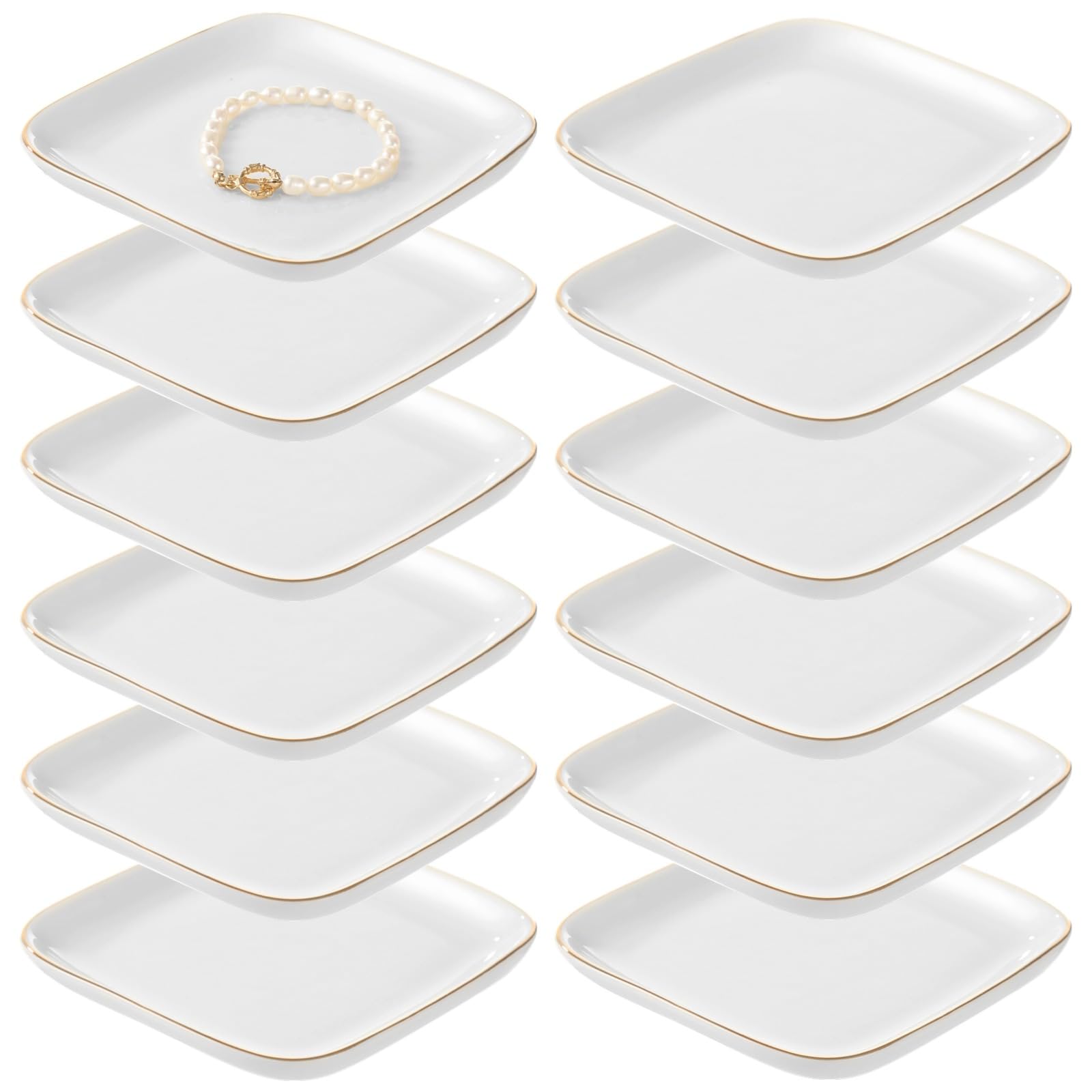 Lot de 12 plateaux bijoux céramique vide-poche design idée cadeau maison
