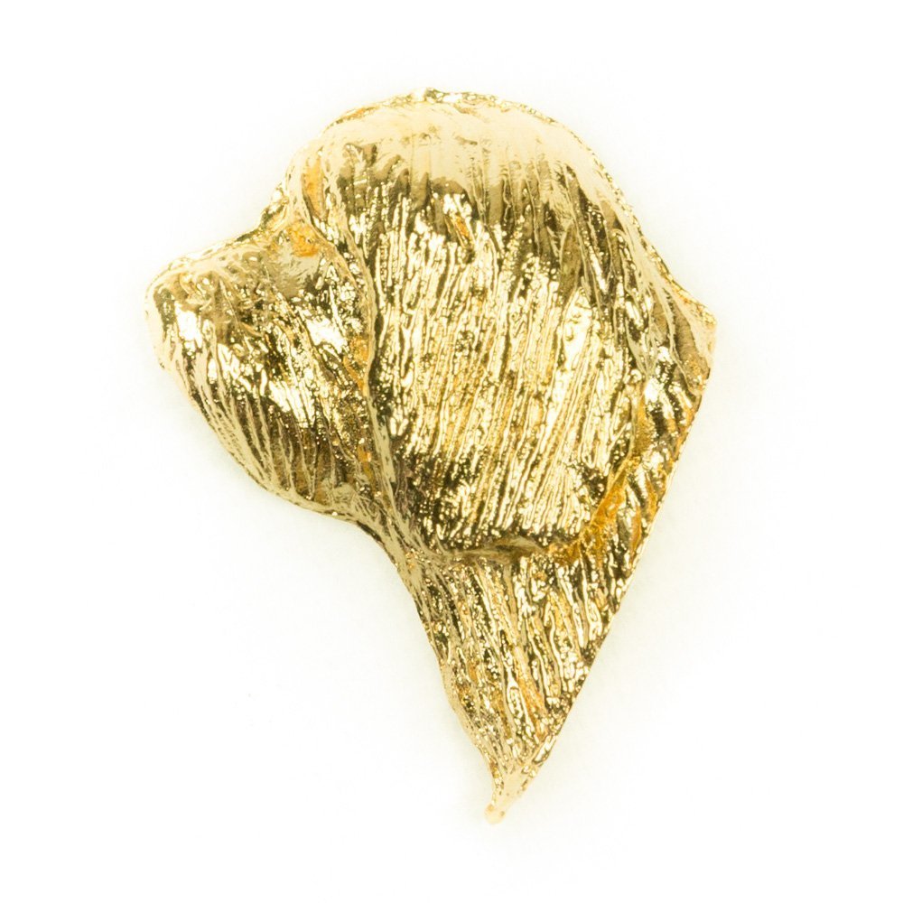 Épingle Bearded Collie plaqué or 22 carats de collection fabriquée au Royaume-Uni