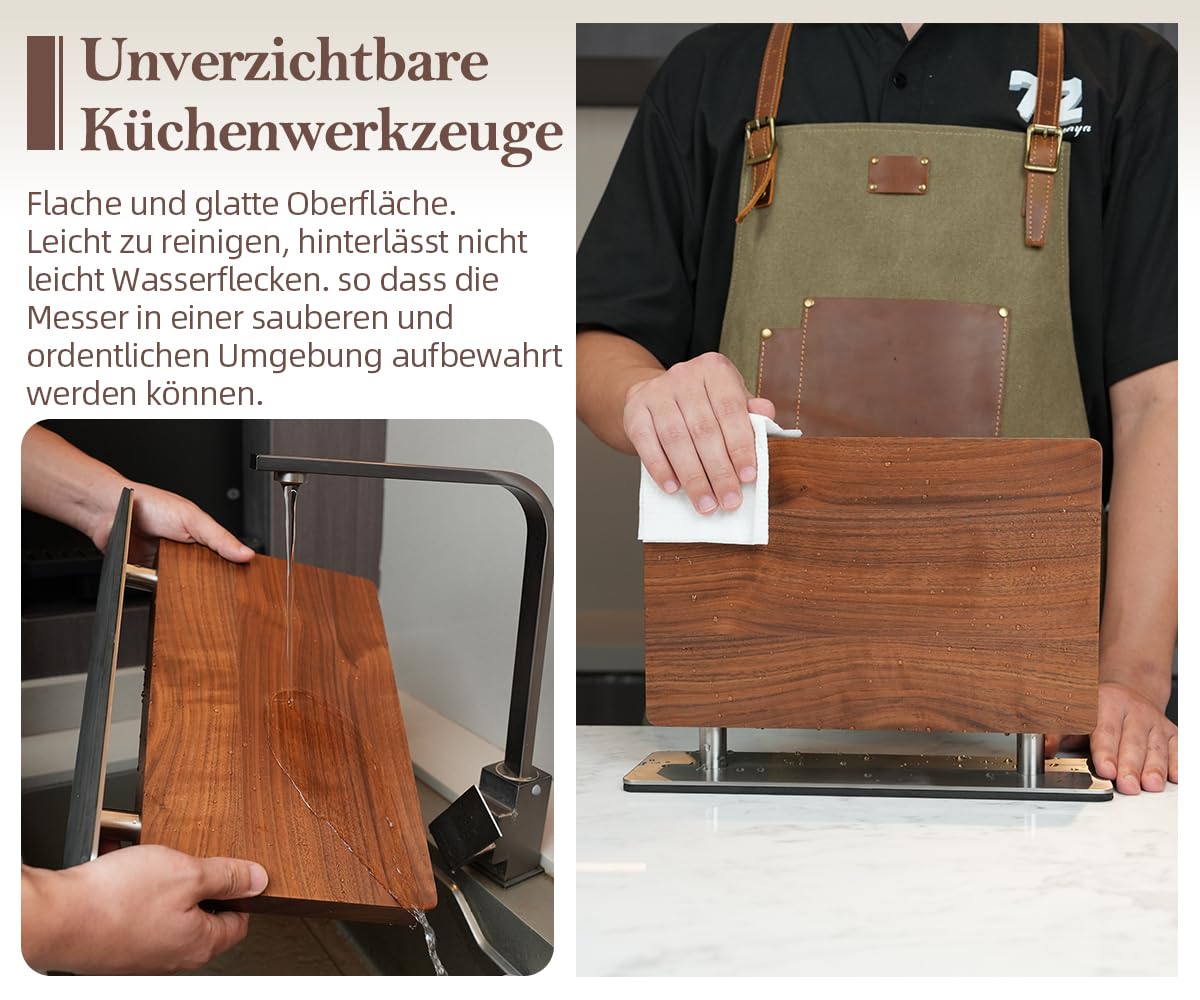 XINZUO Walnussholz Messerblock Magnetisch -Doppelseitig erhältlich -Messerhalter Magnetischer Ohne Messer -Doppelseitiger Starker Magnet Messerhalter für Küche -Leicht zu reinigen -mit Geschenkbox