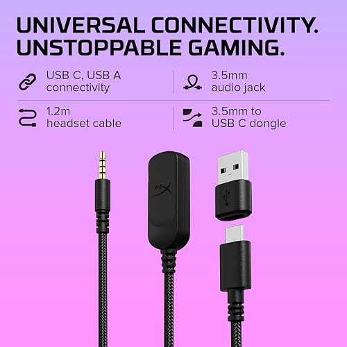 HyperX Cloud III, Cuffie da Gaming, Connessione Cablata a 3,5 mm, Controlli Audio Integrati, Telaio in Alluminio, Cuscinetti in Memory Foam Rivestiti in Similpelle, Adatto per PS4, Xbox e PC, Nero - 4
