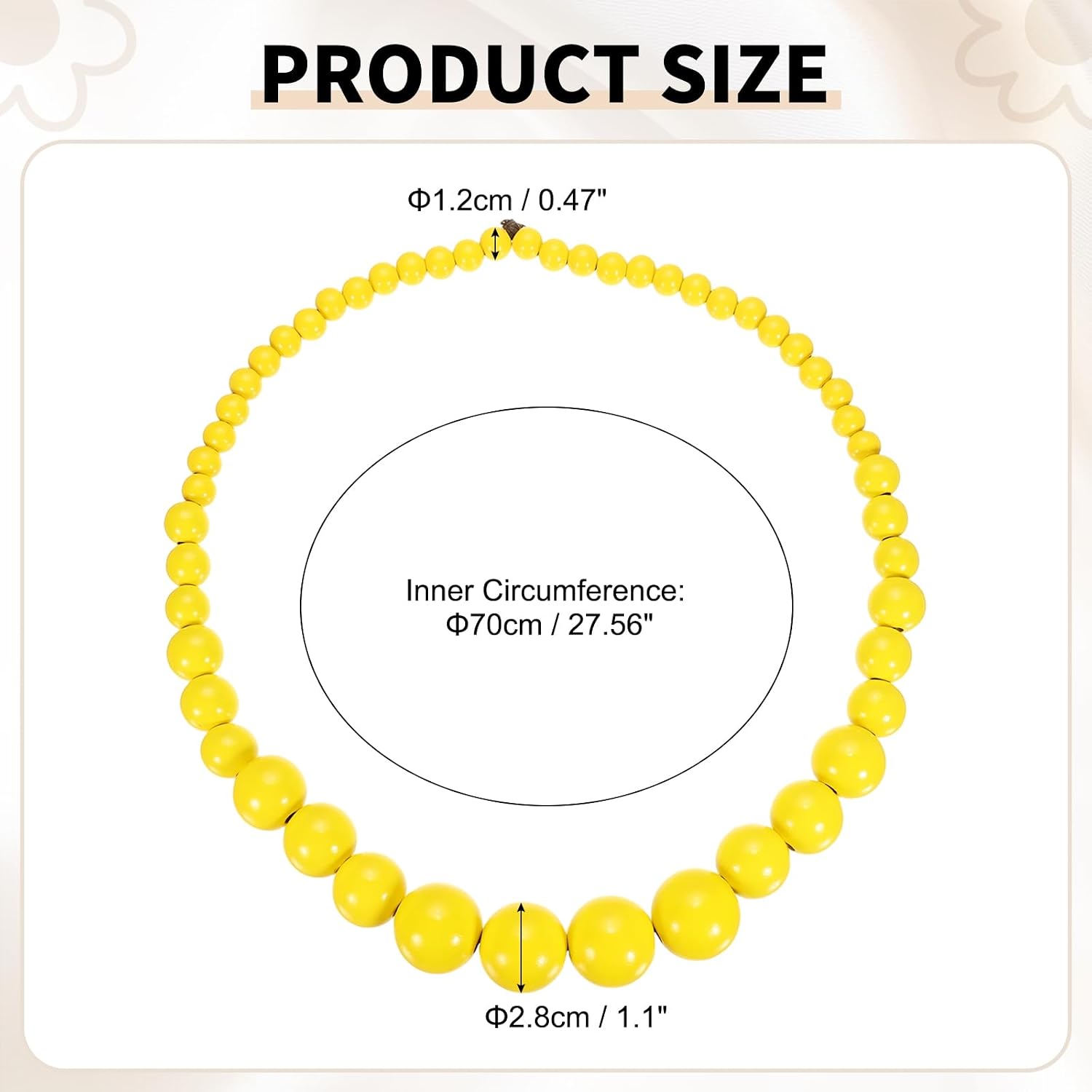 MECCANIXITY Chunky Beaded Necklace, Round Wooden Beaded Necklace Big Ball Bead Collar Necklaces