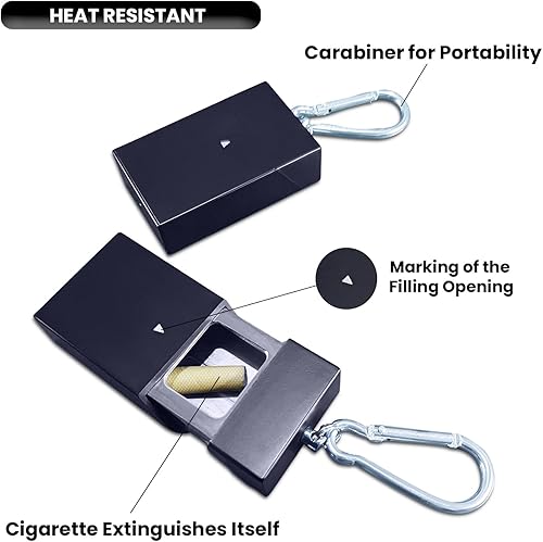Miniatura 4 de Ceniceros para cigarrillos portátil de bolsillo, paquete de 2 ceniceros de bolsillo de alta calidad a prueba de incendios de metal ABS a prueba de