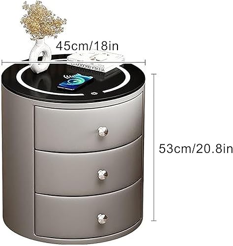 Miniatura 2 de Mesita de noche inteligente con estación de carga, mesita de noche LED con 2 o 3 cajones, mesa de noche para dormitorio, sala de estar (color