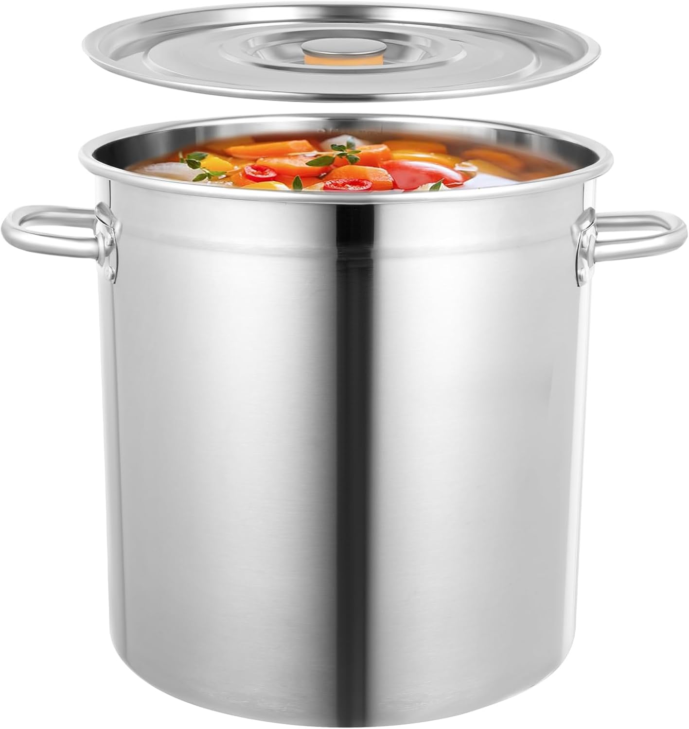 30 Quart 35L Stockpot，Commercial Cook Canning Pot,201 Stainless Steel Large Stock Pot,Heavy-Duty Soup Pot with Lid for Hotels, Restaurants, Kitchens, Warehouses