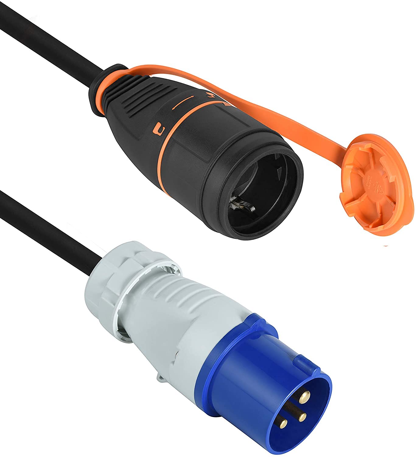 Electraline 01742 Adapterkabel/CEE-Adapter mit CEE-Stecker Outdoor IP44, Kabel 1.5M H07RN-F 3G1.5 mit Electralock-Stecker mit Sperrschutz, der einleitentlichen Trennen des Steckers verhindert