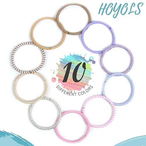 Miniatura 4 de Hoyols Bandas elásticas para el cabello para mujer, bandas elásticas de 0.157 pulgadas (0.157 in), soportes para cola de caballo para bandas gruesas