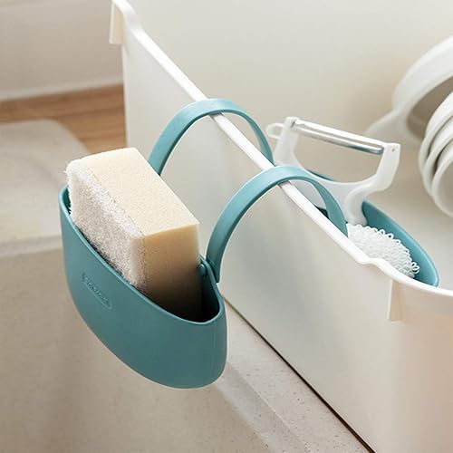Miniatura 3 de Hofumix Soporte de esponja para fregadero Organizador colgante Soporte de esponja de cocina para almacenamiento de fregadero (gris)