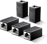 Coupleur Ethernet, paquet de 5 1000Mbps Haute vitesse RJ45 Coupleur pour Cat7 Cat6 Cat5e Cat5 Cable, Plug et Play, Extension Ethernet femme à femme, en coupleur de ligne