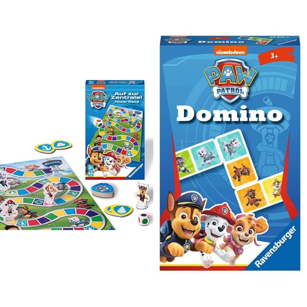 Ravensburger 22671 22671-Paw Zentrale-Mitbringspiel & Mitbringspiel - 20845 - Paw Patrol Domino - Das bekannte Legespiel für Kinder ab 3 Jahren, Paw Patrol Spielzeug, Paw Patrol Geschenke