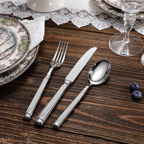 KEAWELL Premium 20 Pieces Prestige Silverware Set - Exquisite Craftsmanship, Service for 4, 18/10 Stainless Steel, Luxurious Flatware Set, Heavy Duty, Dishwasher Safe (20, Silver) - Image 6