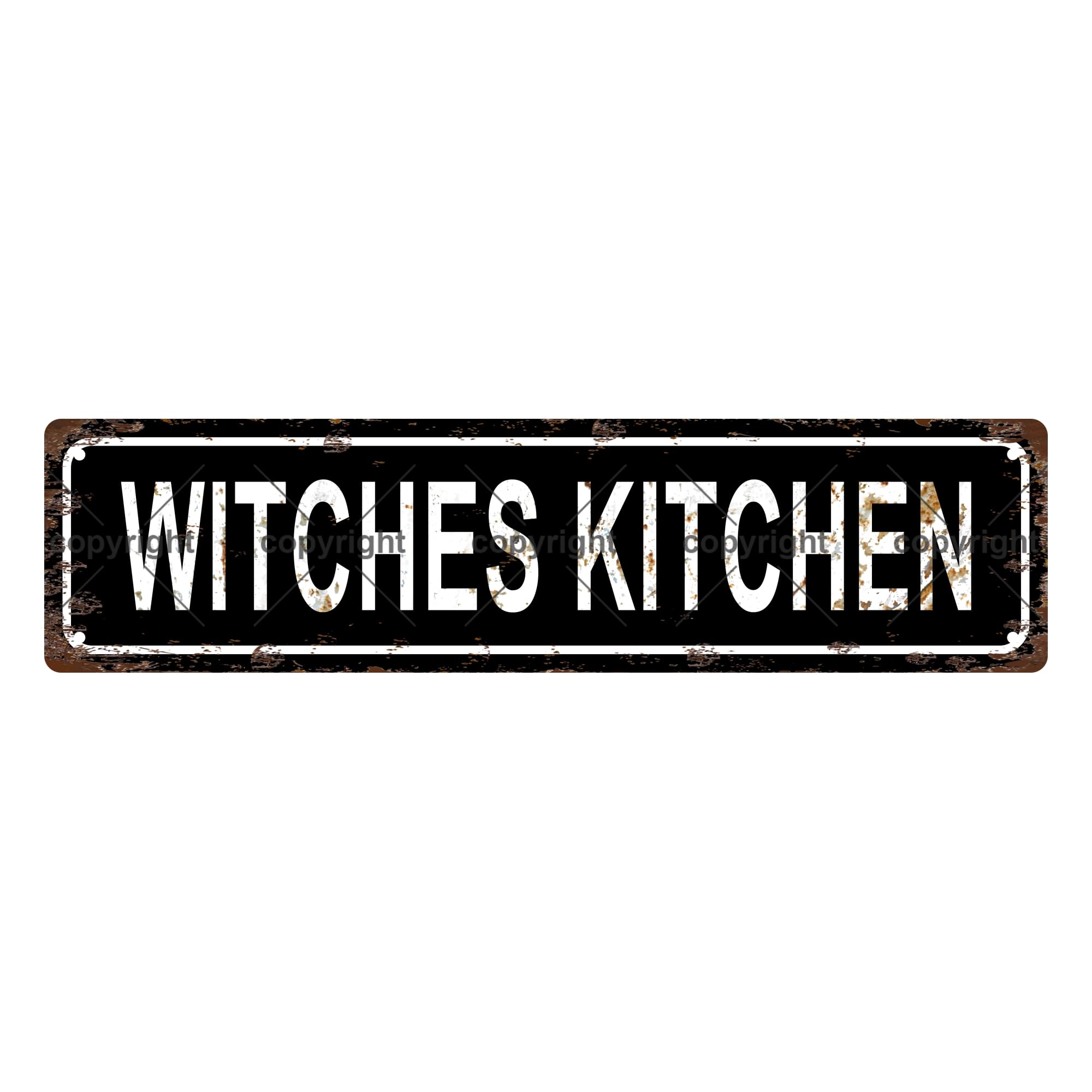 WITCHES KITCHEN Vintage Metal Tin Sign, Street Sign, Home Decor, Room Decor, Wall Decor, Bathroom Decor, Bar Decor, Cafe Decor, Garage Decor, 16 x 4 Inch โ image 1