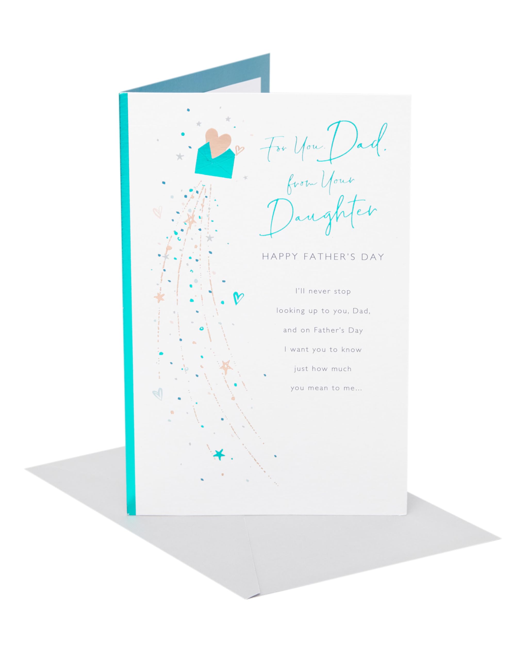 UK Greetings Father's Day Card For Dad From Daughter With Envelope - Heart Envelope Design