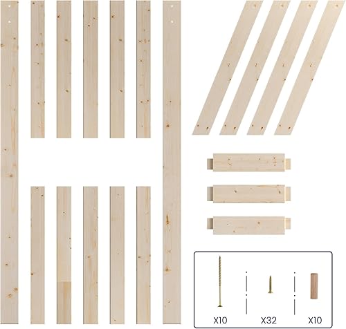 Miniatura 7 de SmartStandard Puerta corrediza de madera de granero de 30 x 80 pulgadas, preperforada, necesidad de montar, losa de madera de abeto maciza sin